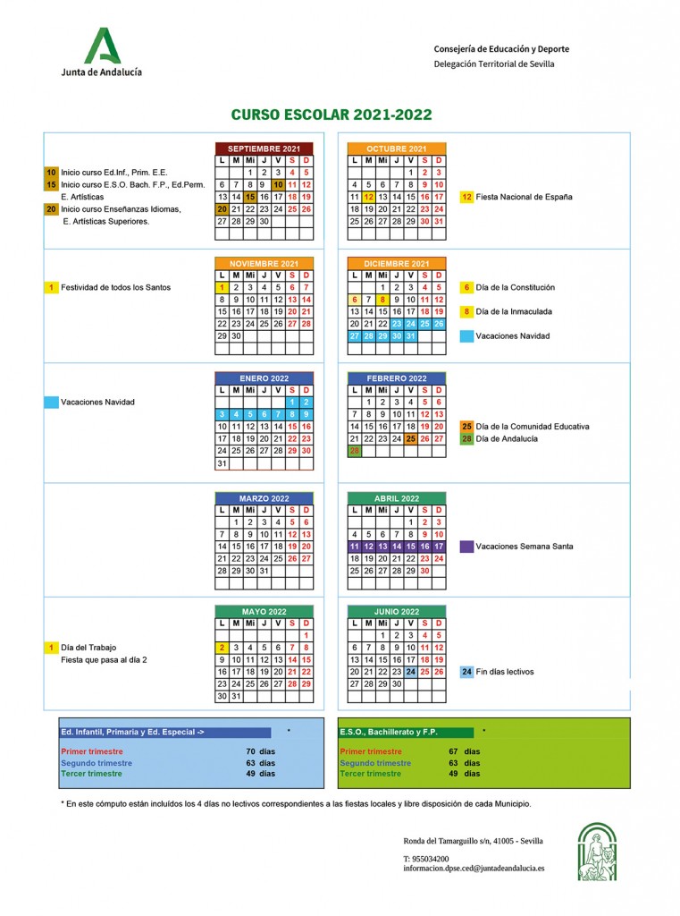 Calendario Escolar 2021/2022